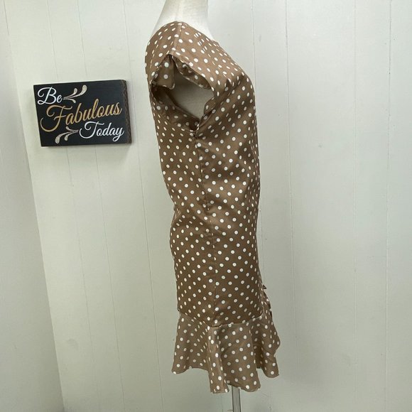 Vintage Taupe & White Polka Dot Sack Dress - Picture 9 of 12